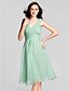 cheap Bridesmaid Dresses-Sheath / Column V Neck Knee Length Chiffon Bridesmaid Dress with Draping Ruched Criss Cross by