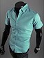 baratos Camisas masculinas de negócios-Camisa masculina camisa de vestido de cor sólida gola espalhada branco preto verde roxo amarelo manga curta plus size trabalho diário blusas finas básicas negócios/verão/verão