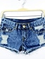 baratos Calças de mulher-Mulheres Cintura Baixa Shorts / Jeans Calças - Sólido