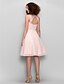 levne Rochii Ocazii Speciale-A-Line Cute Dress Cocktail Party Knee Length Sleeveless V Neck Chiffon with Ruched Lace Insert 2023