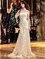 olcso Menyasszonyi ruhák-Szűk szabású Illúziós nyakpánt Földig érő Csipke Made-to-measure esküvői ruhák val vel Csipke által LAN TING BRIDE® / Átlátszó