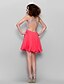 abordables Vestido de graduación-Corte en A Un Hombro Corta / Mini Raso Espalda Bonita Fiesta de baile Vestido con Cuentas por TS Couture®