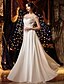 levne Svatební šaty-A-Linie Svatební šaty Scoop Neck Na zem Šifón Krátký rukáv Průsvitné s Korálky Křížení 2020