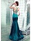 cheap Special Occasion Dresses-Mermaid / Trumpet V Neck Floor Length Stretch Satin Beautiful Back Formal Evening Dress with Beading by