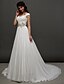 cheap Wedding Dresses-A-Line Wedding Dresses Sweetheart Neckline Chapel Train Chiffon Cap Sleeve Vintage Sparkle &amp; Shine with Sash / Ribbon Ruched Beading 2022