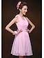 cheap Bridesmaid Dresses-Sheath / Column Halter Short / Mini Chiffon Bridesmaid Dress with Ruched by LAN TING BRIDE®