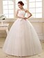 cheap Wedding Dresses-Ball Gown Strapless Floor Length Satin / Tulle Made-To-Measure Wedding Dresses with Sequin / Flower / Side-Draped by
