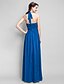 cheap Bridesmaid Dresses-Sheath / Column Bridesmaid Dress Halter Neck Sleeveless Open Back Floor Length Chiffon with Criss Cross / Ruched