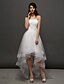 Χαμηλού Κόστους Νυφικά Φορέματα-Φορεματα για γαμο Ασύμμετρο Γραμμή Α Στράπλες Στράπλες Τούλι Με Πιασίματα Χάντρες 2023 Χειμώνας Νυφικά φορέματα