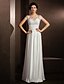 cheap Wedding Dresses-A-Line Wedding Dresses Scoop Neck Floor Length Satin Chiffon Short Sleeve Casual Plus Size with Beading Appliques 2022 / Illusion Sleeve