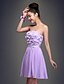 cheap Bridesmaid Dresses-Ball Gown Strapless Knee Length Chiffon Bridesmaid Dress with Lace by