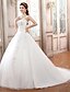 cheap Wedding Dresses-Ball Gown Strapless Court Train Tulle Made-To-Measure Wedding Dresses with Beading / Appliques / Criss-Cross by / Sparkle &amp; Shine