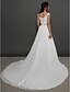 cheap Wedding Dresses-A-Line Wedding Dresses Sweetheart Neckline Chapel Train Chiffon Cap Sleeve Vintage Sparkle &amp; Shine with Sash / Ribbon Ruched Beading 2022