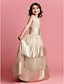 abordables Vestidos de dama de honor-Ball Gown Floor Length Flower Girl Dress - Organza / Satin Sleeveless Jewel Neck with Beading / Sash / Ribbon / Ruched by LAN TING BRIDE® / Spring / Summer / Fall