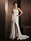 cheap Wedding Dresses-A-Line Sweetheart Neckline Court Train Chiffon Made-To-Measure Wedding Dresses with Beading / Appliques / Criss-Cross by LAN TING BRIDE®