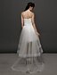 cheap Wedding Dresses-Wedding Dresses Asymmetrical A-Line Strapless Strapless Tulle With Ruched Beading 2023 Winter Bridal Gowns