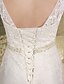 cheap Wedding Dresses-A-Line Jewel Neck Court Train Satin / Tulle Made-To-Measure Wedding Dresses with Beading / Appliques by