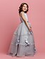 cheap Flower Girl Dresses-A-Line Floor Length Pageant Flower Girl Dresses - Organza / Satin Sleeveless Jewel Neck with Sash / Ribbon / Buttons / Flower