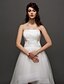 cheap Wedding Dresses-Wedding Dresses Asymmetrical A-Line Strapless Strapless Tulle With Ruched Beading 2023 Winter Bridal Gowns