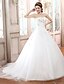 cheap Wedding Dresses-Ball Gown Strapless Court Train Tulle Made-To-Measure Wedding Dresses with Beading / Appliques / Criss-Cross by / Sparkle &amp; Shine