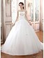 cheap Wedding Dresses-Ball Gown Strapless Court Train Tulle Made-To-Measure Wedding Dresses with Beading / Appliques / Criss-Cross by / Sparkle &amp; Shine