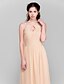 cheap Bridesmaid Dresses-A-Line Bridesmaid Dress Jewel Neck Sleeveless Elegant Floor Length Chiffon with Sash / Ribbon / Ruched / Draping