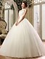 cheap Wedding Dresses-Ball Gown Wedding Dress Floor-length High Neck Lace / Tulle with