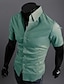 levne Pánské společenské košile-Pánské Košile Košile k obleku Jednobarevné Bílá Černá Fialová Růžová Světle zelená Krátký rukáv Denní Práce Štíhlý Topy Bavlna Obchodní / Léto / Léto