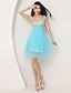 cheap Cocktail Dresses-A-Line Sparkle &amp; Shine Homecoming Cocktail Party Dress Sweetheart Neckline Sleeveless Knee Length Tulle with Beading 2021