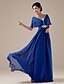 cheap Special Occasion Dresses-A-Line Open Back Formal Evening Dress V Neck Short Sleeve Floor Length Chiffon Satin with Beading 2020