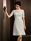 cheap The Wedding Store-A-Line Wedding Dresses Bateau Neck Knee Length Lace Half Sleeve Formal Casual Little White Dress Illusion Sleeve with Sash / Ribbon 2022