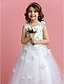 cheap Flower Girl Dresses-A-Line / Princess Sweep / Brush Train Flower Girl Dress - Satin / Tulle Sleeveless Jewel Neck with Beading / Flower by LAN TING BRIDE®