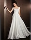 cheap Wedding Dresses-A-Line Wedding Dresses Scoop Neck Floor Length Satin Chiffon Short Sleeve Casual Plus Size with Beading Appliques 2022 / Illusion Sleeve