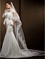 cheap Wedding Veils-Two-tier Lace Applique Edge Wedding Veil Cathedral Veils with 102.36 in (260cm) Tulle