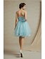 cheap Bridesmaid Dresses-Knee-length Lace / Satin Bridesmaid Dress A-line Spaghetti Straps