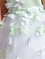 cheap Flower Girl Dresses-A-Line / Princess Sweep / Brush Train Flower Girl Dress - Satin / Tulle Sleeveless Jewel Neck with Beading / Flower by LAN TING BRIDE®