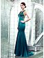 cheap Special Occasion Dresses-Mermaid / Trumpet V Neck Floor Length Stretch Satin Beautiful Back Formal Evening Dress with Beading by