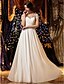 olcso Menyasszonyi ruhák-A-vonalú Esküvői ruhák Scoop nyak Földig érő Sifon Rövid ujjú Átlátszó val vel Gyöngydíszítés Cakkos 2020