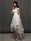 Χαμηλού Κόστους Νυφικά Φορέματα-Φορεματα για γαμο Ασύμμετρο Γραμμή Α Στράπλες Στράπλες Τούλι Με Πιασίματα Χάντρες 2023 Χειμώνας Νυφικά φορέματα