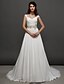 baratos Vestidos de Casamento-Linha A Vestidos de noiva Decote Princesa Cauda Capela Chiffon Alças Vintage Cintilante e Brilhante com Faixa / Fita Franzido Miçangas 2022