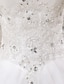 baratos Vestidos de Casamento-De Baile Decote Princesa Longo Tule Vestidos de casamento feitos à medida com Miçangas / Apliques de