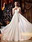 cheap Wedding Dresses-A-Line V Neck Sweep / Brush Train Chiffon Made-To-Measure Wedding Dresses with Beading / Draping / Flower by LAN TING BRIDE® / Beautiful Back