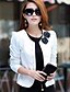 cheap Women&#039;s Blazers &amp; Jackets-Women&#039;s Spring Regular Blazer, Solid Colored Round Neck Long Sleeve Polyester / Others White / Black / Pink