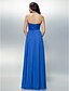 cheap Evening Dresses-A-Line Open Back Formal Evening Dress Halter Neck Sleeveless Floor Length Chiffon Lace with Lace Sash / Ribbon