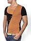 baratos Camisetas masculinas casuais-Masculino Camiseta Algodão Listrado Manga Curta Casual-Preto / Marrom / Branco / Cinza