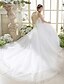 cheap Wedding Dresses-A-Line Strapless Cathedral Train Tulle Made-To-Measure Wedding Dresses with Bowknot / Sequin by / Open Back
