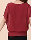 tanie Oferujemy topy w dużych rozmiarach-Women&#039;s T shirt Solid Colored Plus Size Round Neck Ruffle Short Sleeve Tops Wine White Black