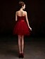cheap Bridesmaid Dresses-A-Line Sweetheart Neckline Short / Mini Tulle Bridesmaid Dress with Sash / Ribbon by