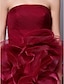 cheap Cocktail Dresses-Ball Gown Hot Homecoming Cocktail Party Valentine&#039;s Day Dress Strapless Sleeveless Short / Mini Tulle with Ruched Tier 2022