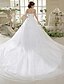 cheap Wedding Dresses-A-Line Strapless Cathedral Train Tulle Made-To-Measure Wedding Dresses with Bowknot / Sequin by / Open Back